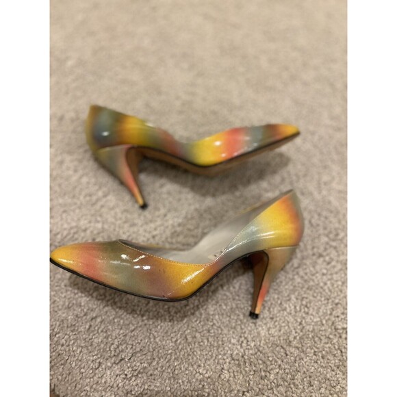 Casadei Vintage 80s Rainbow Pumps Multicolor Sz 6.5 - Picture 4 of 6